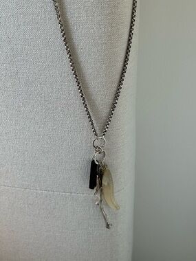 Chan Luu Silver Chain Necklace with Black and Cream Charms